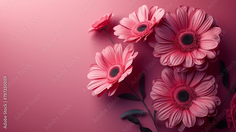 Crimson Gerbera Daisies on Magenta Backdrop - Radiant Bloom Artistry - Mother’s Day Floral Delight - Expressive Paper Craft - Generative AI Crimson Gerbera Daisies on Magenta Backdrop - Radiant Bloom Artistry - Mother’s Day Floral Delight - Expressive Paper Craft - Generative AI