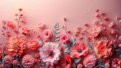 Blush Floral Fantasy on Peach Background - Artistic Flower Arrangement - Warm Mother s Day Wallpaper - Serene Beauty - Generative AI