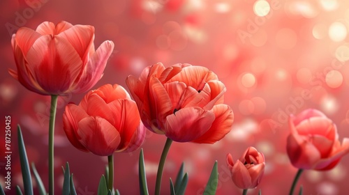 Vibrant Red Tulips in Bloom - Festive Floral Display - Mother's Love Embrace - Generative AI
