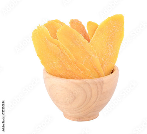 Dry mango in bowl wooden isolated on transoarent png
