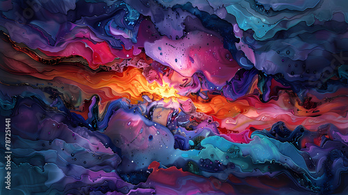 A vivid paint splash Celestial Cloud Background 16:9