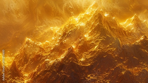 A mountain made of golden, Close-up wonder, fantasy in every detail, Surealistic, fantasy
