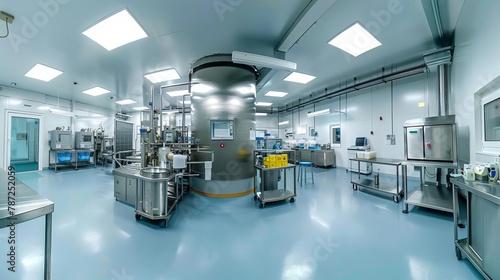 sterile pharmaceutical clean room for largescale drug production industrial interior panorama