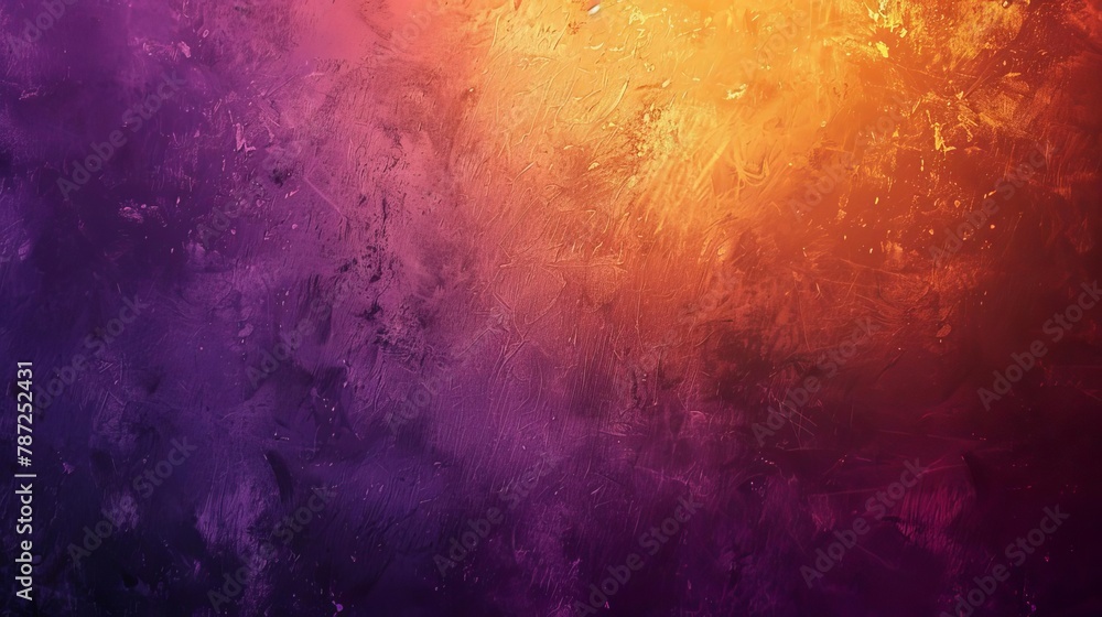 vibrant purple and orange gradient background with grungy texture and bright glow abstract - obrazy, fototapety, plakaty 