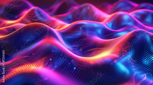 abstract holographic curved waves in iridescent colors futuristic 3d motion design