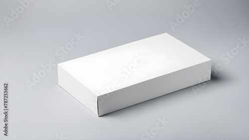 white flat horizontal rectangle blank box from top side far angle