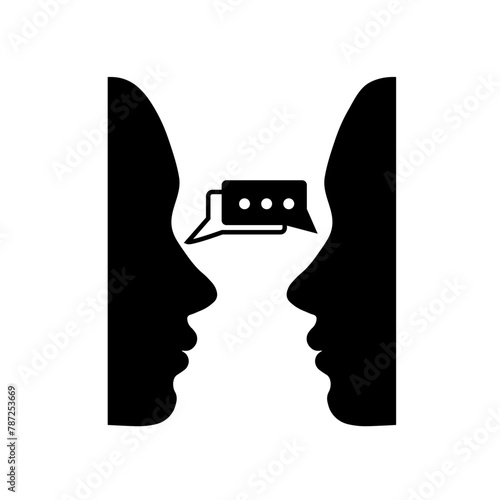 conversation Icon. Two women exchange messages. talking icon speaking icon vector illustration