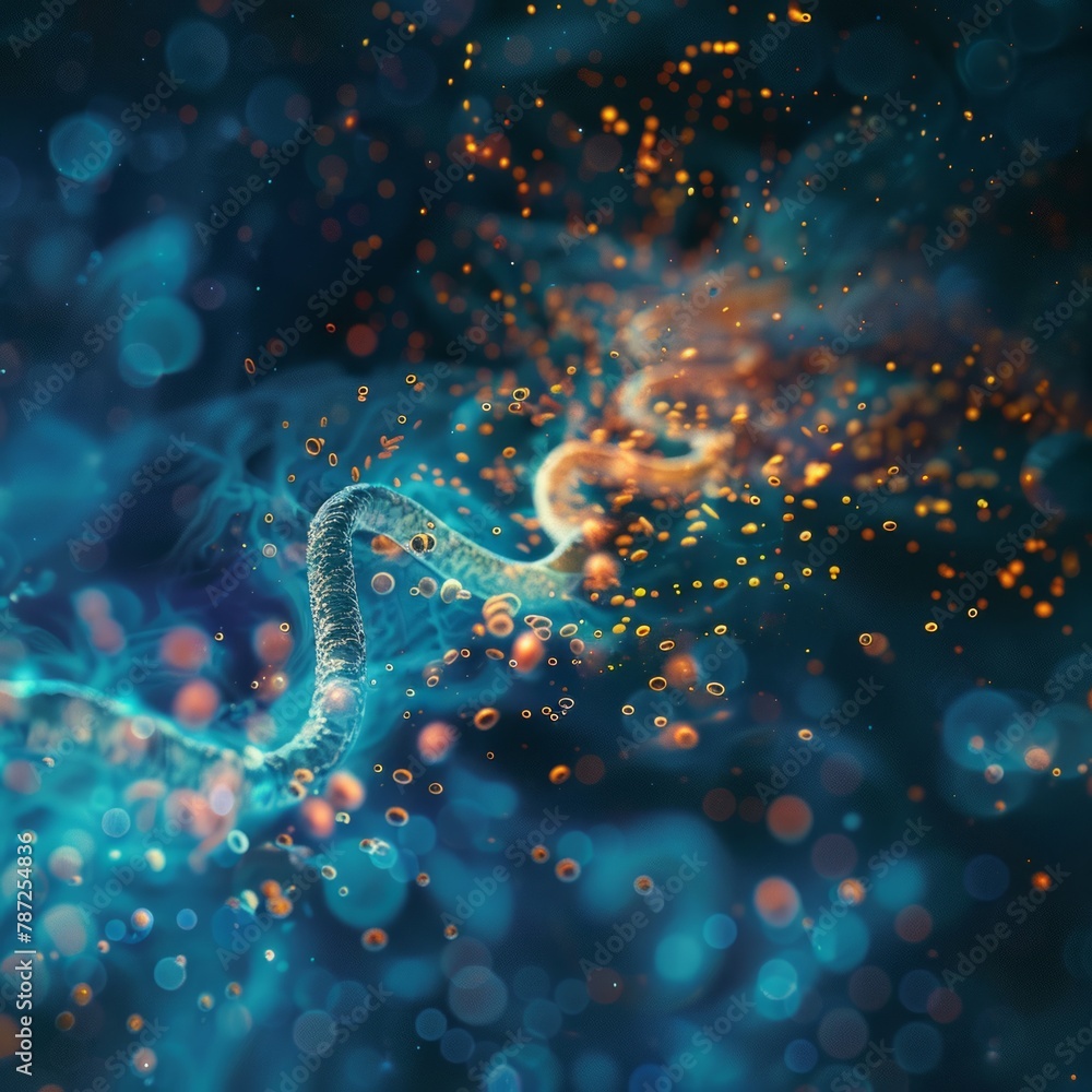 Blue and orange glowing bacteria Blue and orange glowing bacteria