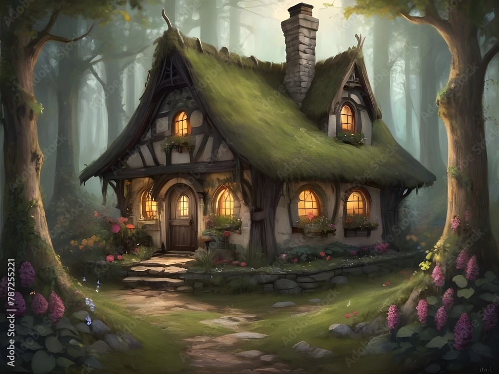 Fototapeta premium witches cottage art 