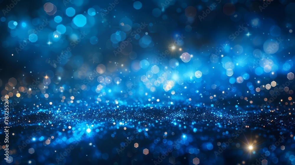 Blue glitter bokeh background with stars Blue glitter bokeh background with stars