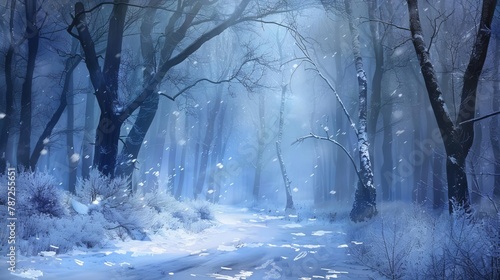 enchanting winter forest with mystical atmosphere snowy landscape digital painting