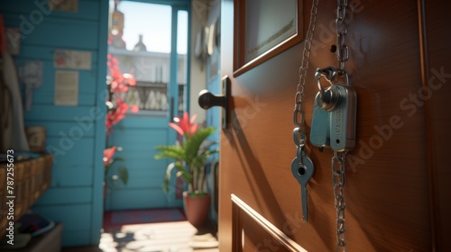 Close-up of a door with a chain and lock