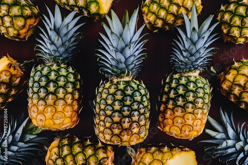 Juicy pineapple displayed in a captivating foodgraphy scene photo