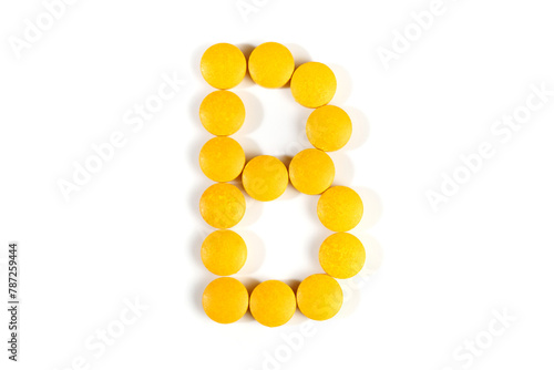 Vitamin B Pills isolated on white background