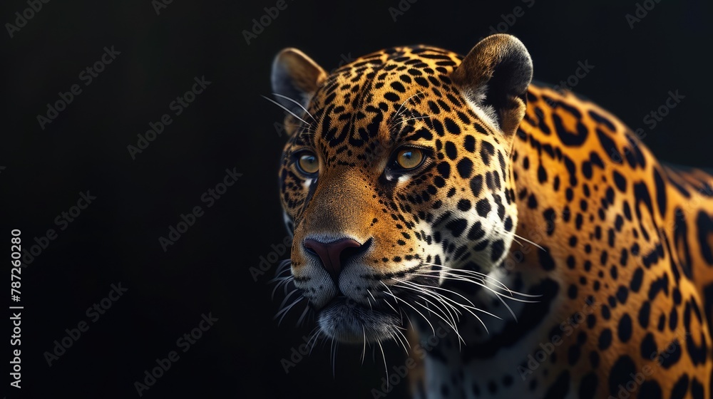Fototapeta premium Sleek Jaguar Silhouetted in Darkness