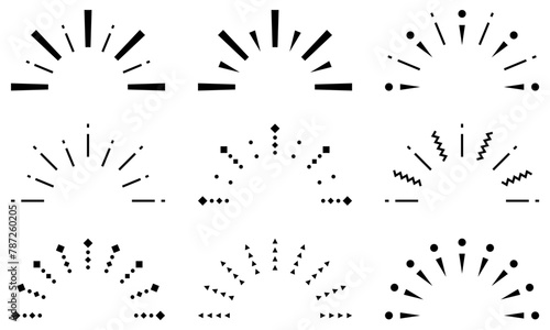 半円状のサンバースト素材セット