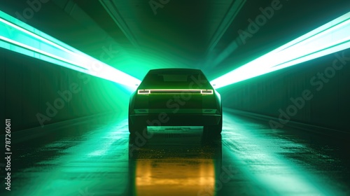 Glowing Future: Electric Car with Motion Lights