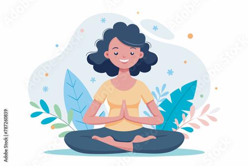 international yoga day, woman in meditation yoga vector illustration