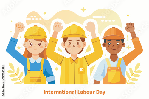 Young Construction workers web page vector illustration for workers day, cartoon construction team