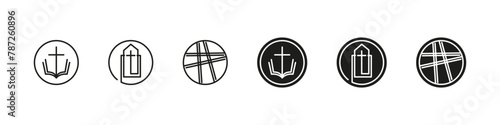 Church vector logo set. Christian religious logotype collection.