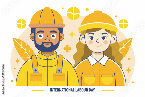 Young Construction workers web page vector illustration for workers day, cartoon construction team