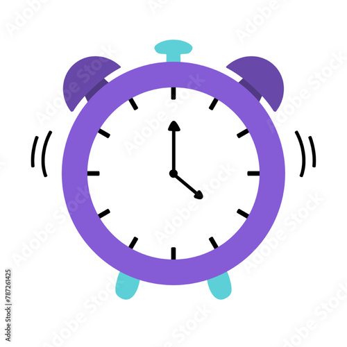 purple ringing alarm clock isolated on white and transparent background. concept of time, watch, timer, alarm, hour, minute, deadline, timeup, ringing, rang, wake up vector illustration