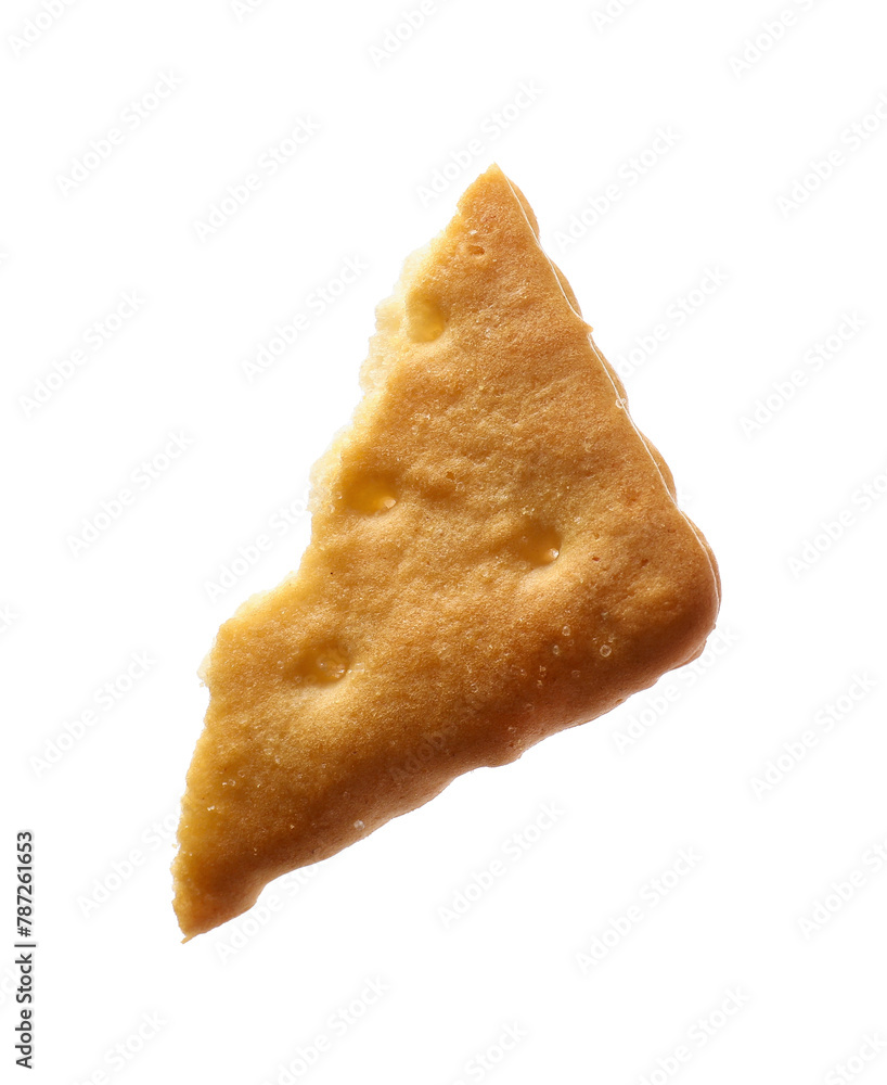 Piece of tasty cracker isolated on white Piece of tasty cracker isolated on white