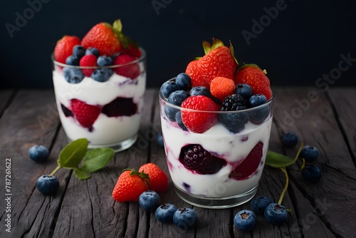 Mixed berries yogurt parfait, a burst of fruity freshness