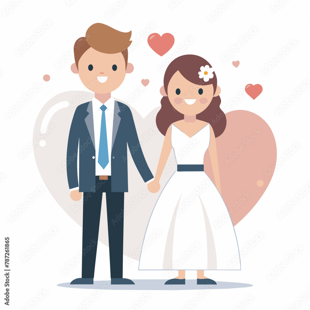 Vector illustration of beautiful wedding cartoon couple, Bride and groom at wedding, invitation card Vector illustration of beautiful wedding cartoon couple, Bride and groom at wedding, invitation card