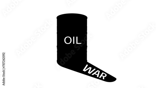 The shadow of war, oil price in war, black isolated silhouette