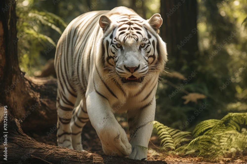 Majestic White Tiger Amidst the Woods
