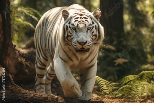 Majestic White Tiger Amidst the Woods © Andrii 