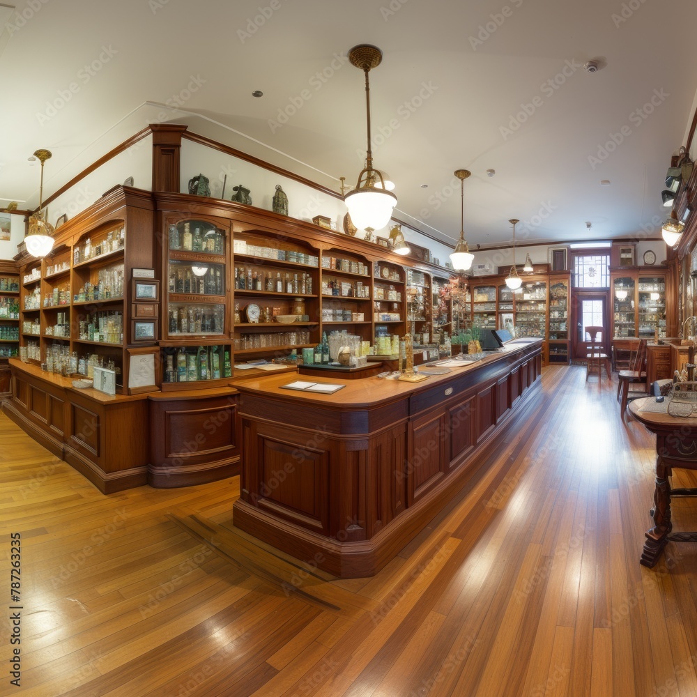 Interior of an old-fashioned pharmacy