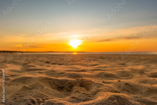 Picturesque sunset on the Polish Baltic Sea during sunset