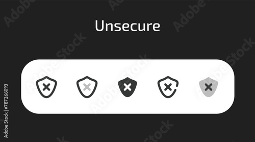 Unsecure icons in 5 different styles as vector