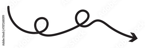 Set of black curved arrows isolated on white.