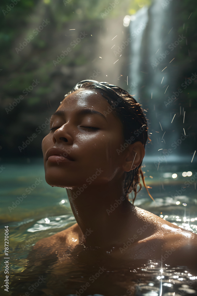 Fototapeta premium Beautiful woman in romantic lagoon