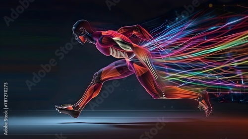 Muscular Power Unleashed: A Dynamic Depiction of a Sprinter's Muscle Activity in Sports Biomechanics photo