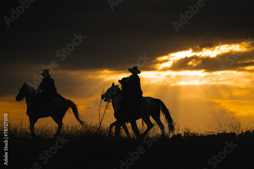 cowboys and horses against the backdrop of breathtaking sunsets. Explore captivating silhouettes that embody the spirit of the Wild West and the beauty of nature