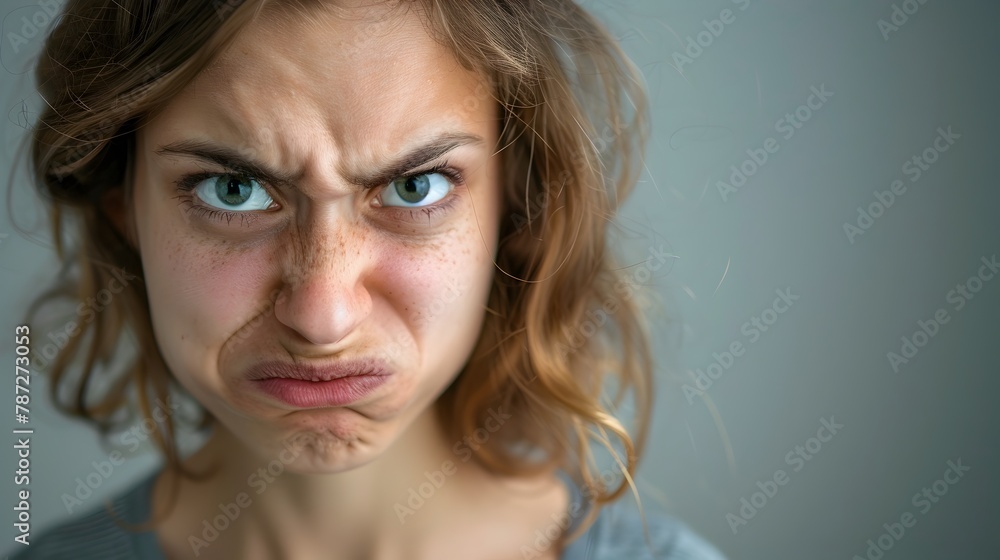 Woman Expressing Disgust, Suitable for Emotion-Themed Projects Woman Expressing Disgust, Suitable for Emotion-Themed Projects