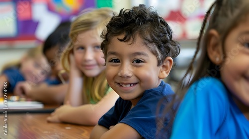 Joyful Children in Classroom, Ideal for Education and Youth Concepts