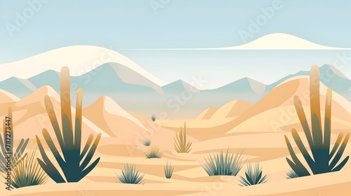 Desert Illustration with Cacti  Perfect for Travel and Nature Themes