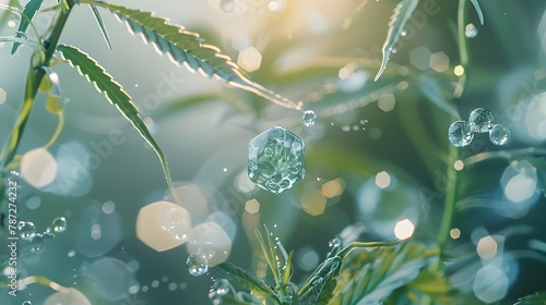 CBD and THC Molecules in a Serene Natural Habitat: A Visual Metaphor for Mental and Physical Health