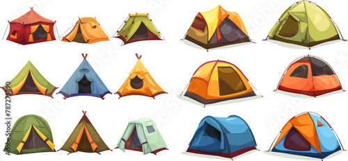 Vector illustration of camp tent trekking and travel