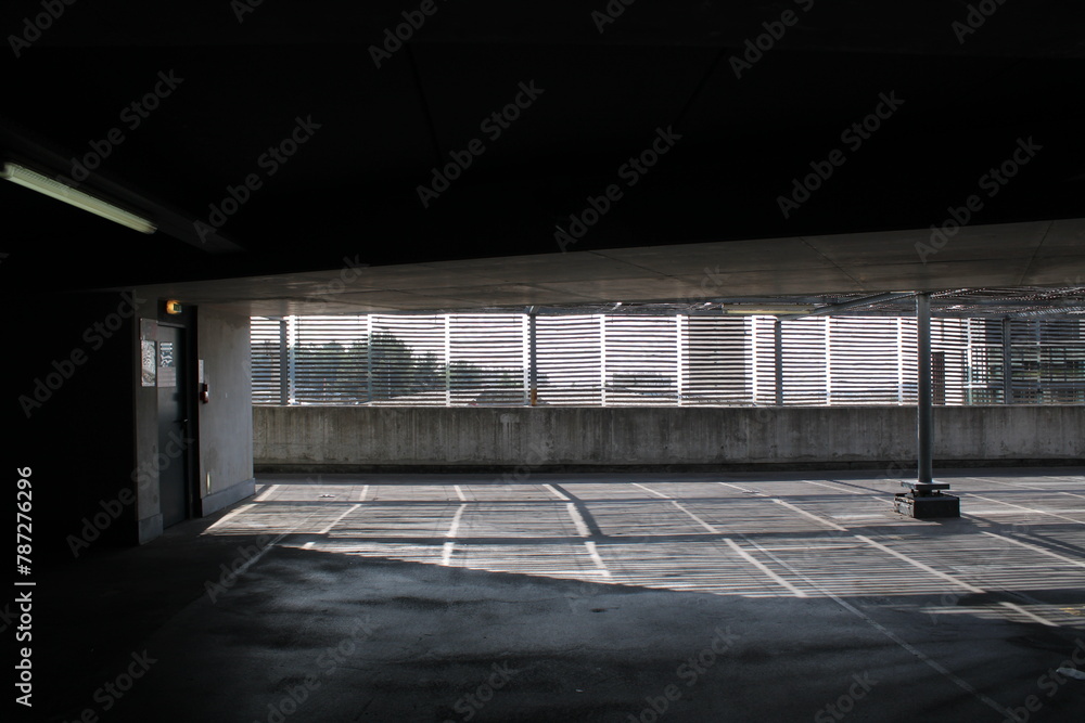 Interior of a parking lot with shadows Interior of a parking lot with shadows