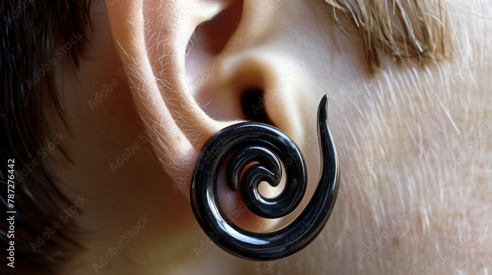 The natural spiral shape of ear whorls adds an element of balance and harmony to the overall appearance of the ear. . - obrazy, fototapety, plakaty 