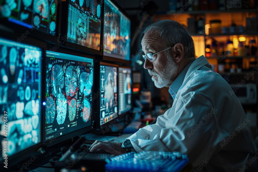 Medical Professional Analyzing Radiology Scans