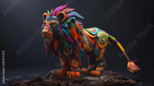 Leão colorido feito de massinha de modelar