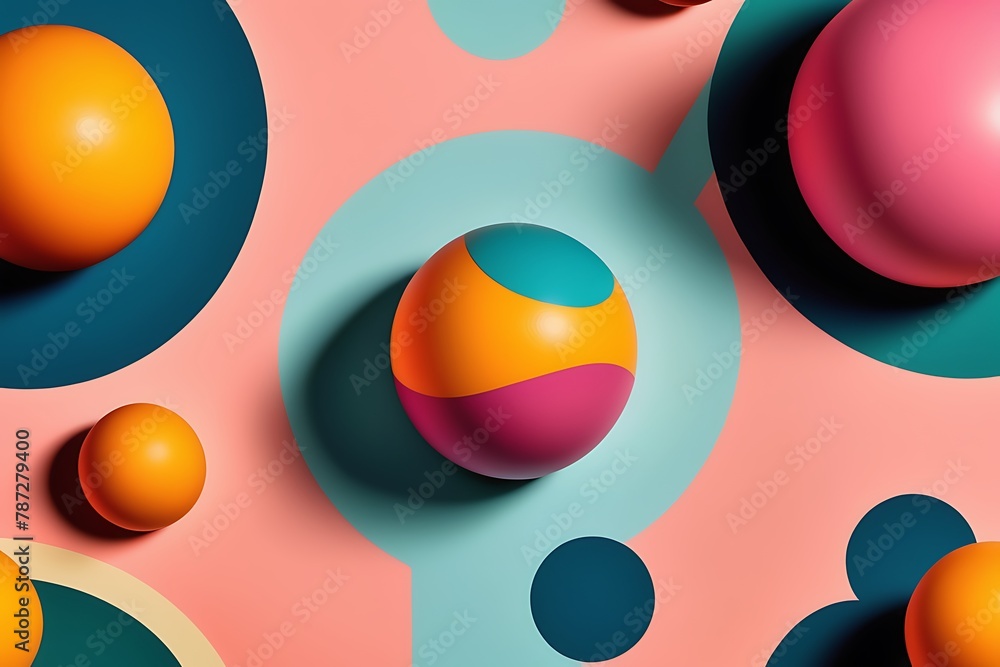Modern 3D Vibrant Ball in Minimalist Room Modern 3D Vibrant Ball in Minimalist Room