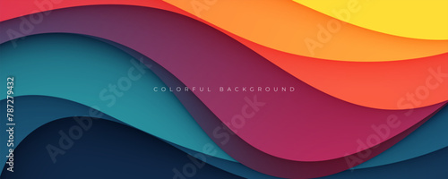 Colorful abstract wavy papercut layers background gradient shape design vector